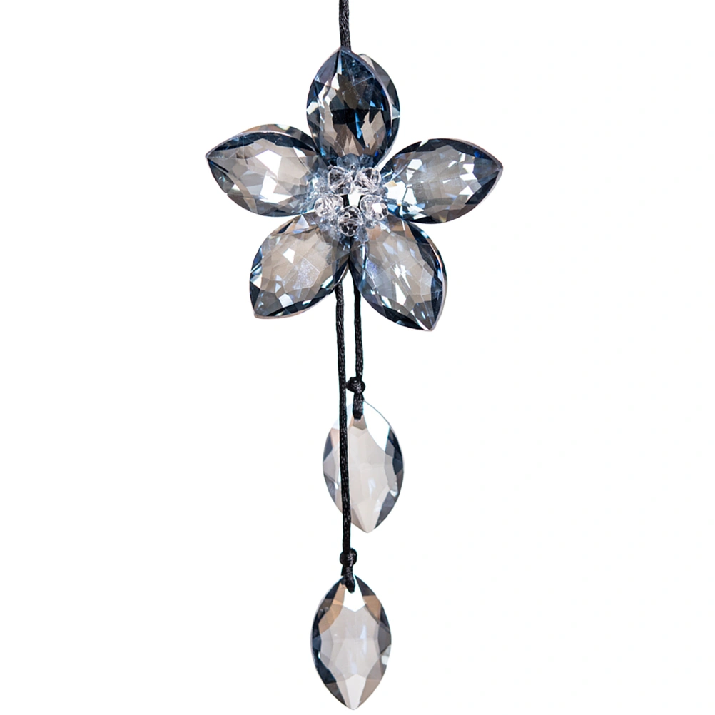 1Pc Rearview Mirror Crystal Pendant Alloy Chain Ornament Car Interior Hanging Rhinestone Heart Style Hanging Supplies (Charm Blue)