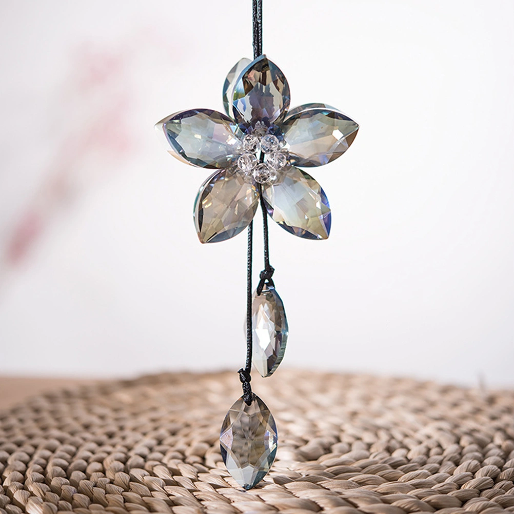 1Pc Rearview Mirror Crystal Pendant Alloy Chain Ornament Car Interior Hanging Rhinestone Heart Style Hanging Supplies (Charm Blue)