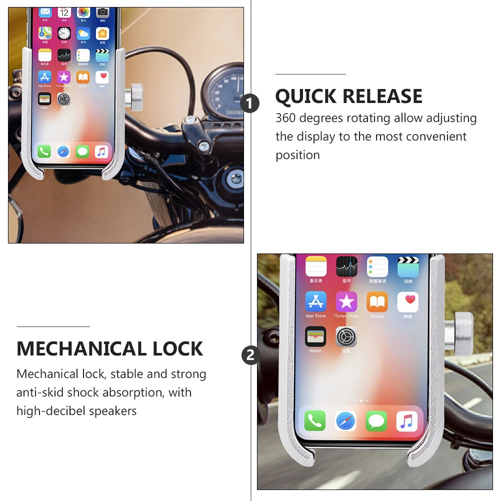 Mobile Phone Holder Riding Shockproof Car Mountain Bike Takeaway Fixed Frame Motorcycle Navigation Bracket GPS Silver (Handbar Type)