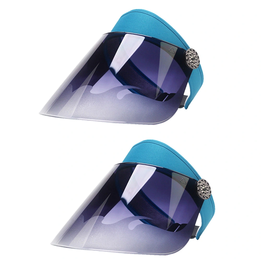 2pcs Unisex Sun Hat Outdoor Ultraviolet-Proof Sun Block Fashion Shield Len Headwear for Outdoor Travel Riding (Blue Double Ring Type Adjustable)