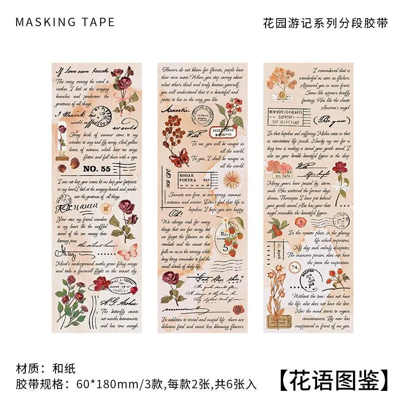 4 Sets of Scrapboking Washi Tape Vintage Masking Tape for Scrapbooking Diary