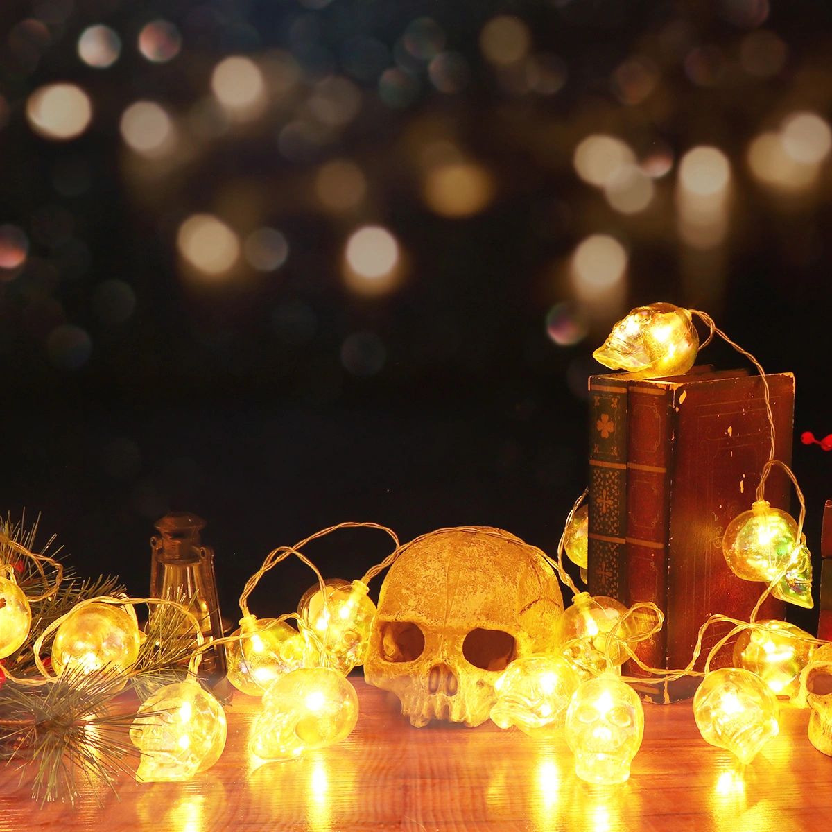 1Pc Halloween Skull Shaped Light String Decorative LED Luminous(Without Battery)
