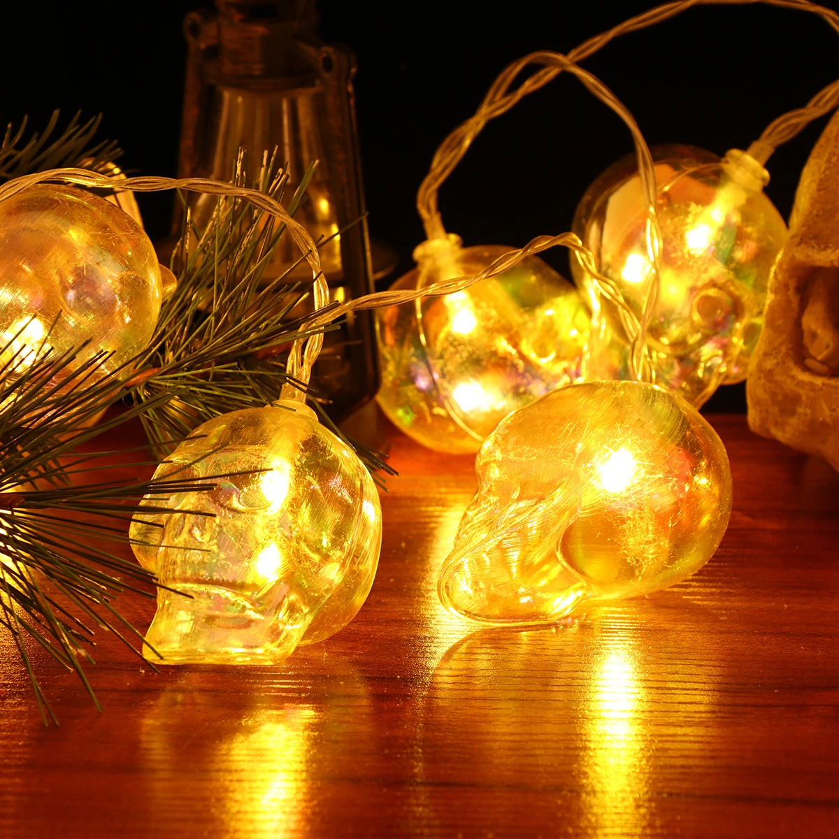 1Pc Halloween Skull Shaped Light String Decorative LED Luminous(Without Battery)