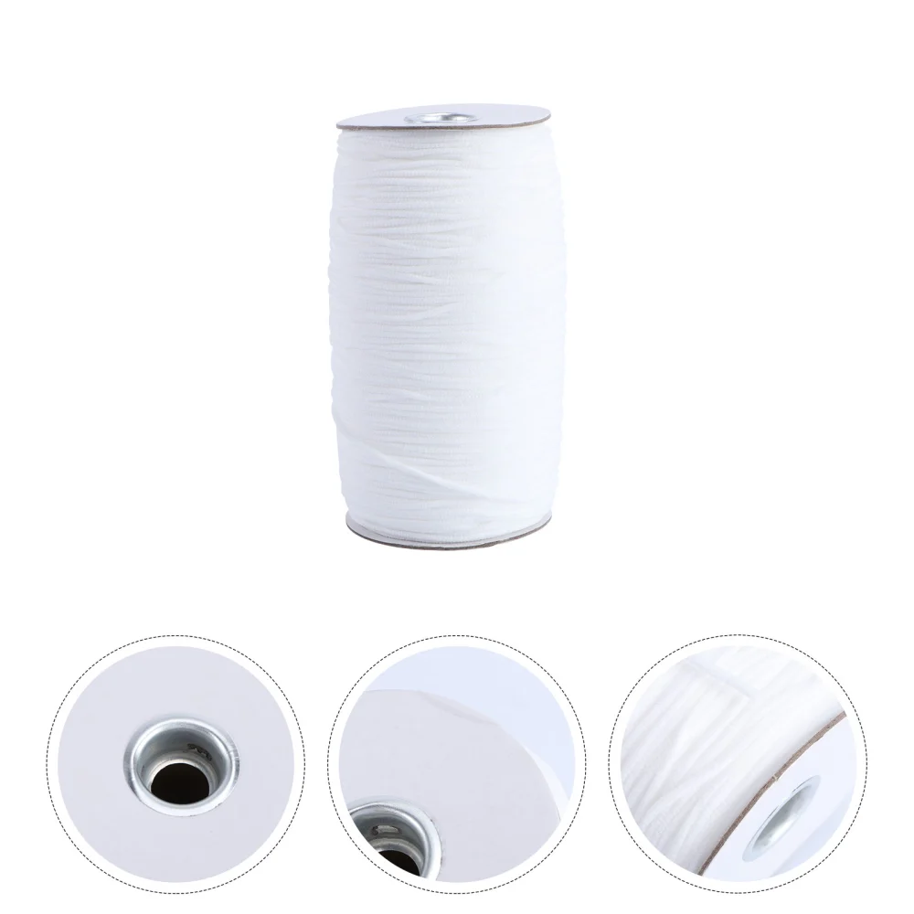 1 Roll 180m Flat Elastic Ribbon Band Polyester Face Mask Ribbon Clothing Accessories Belt Decor Supplies - 4mm (White)