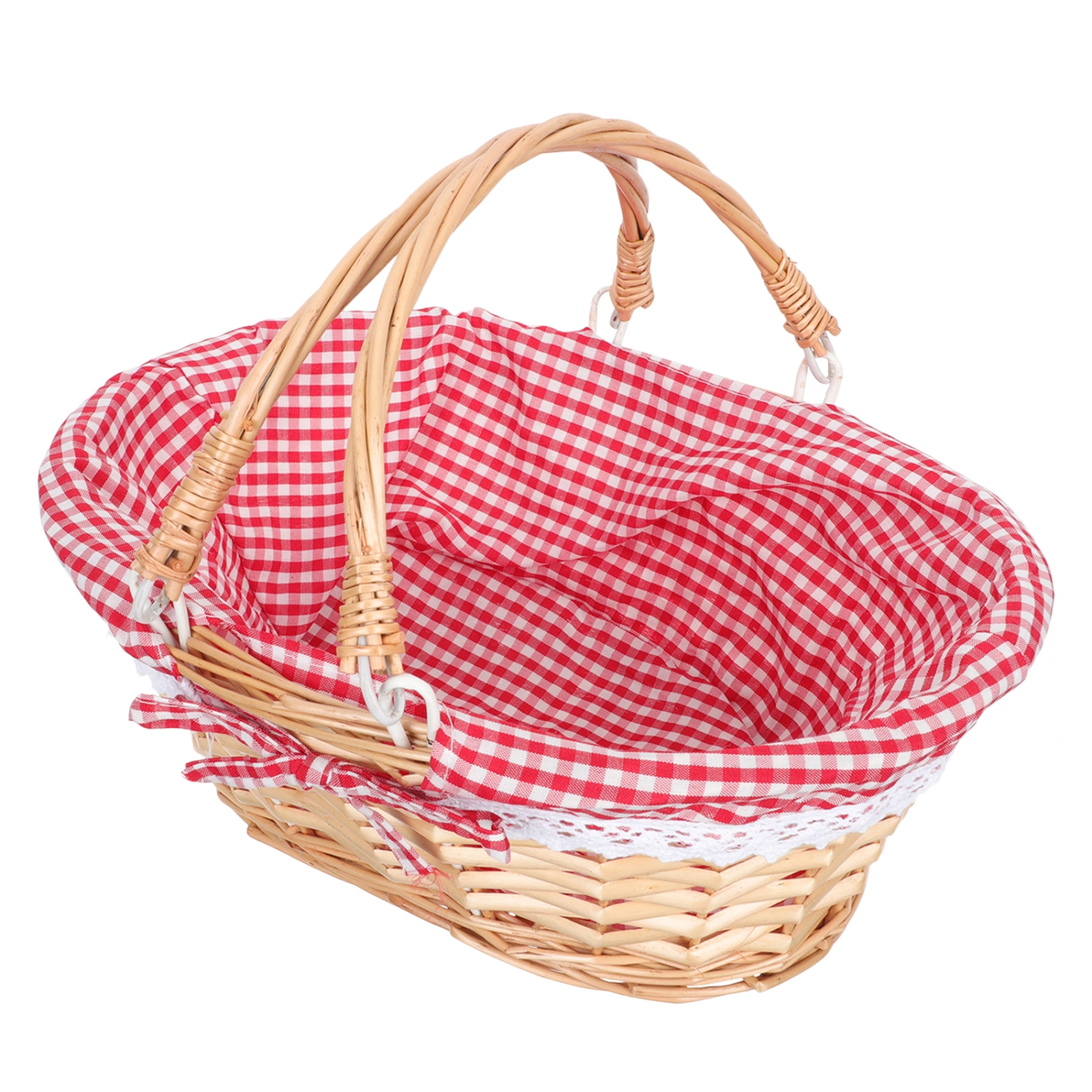 Rural Picnic Basket Natural Rattan Woven Basket Outdoor Basket with Lid