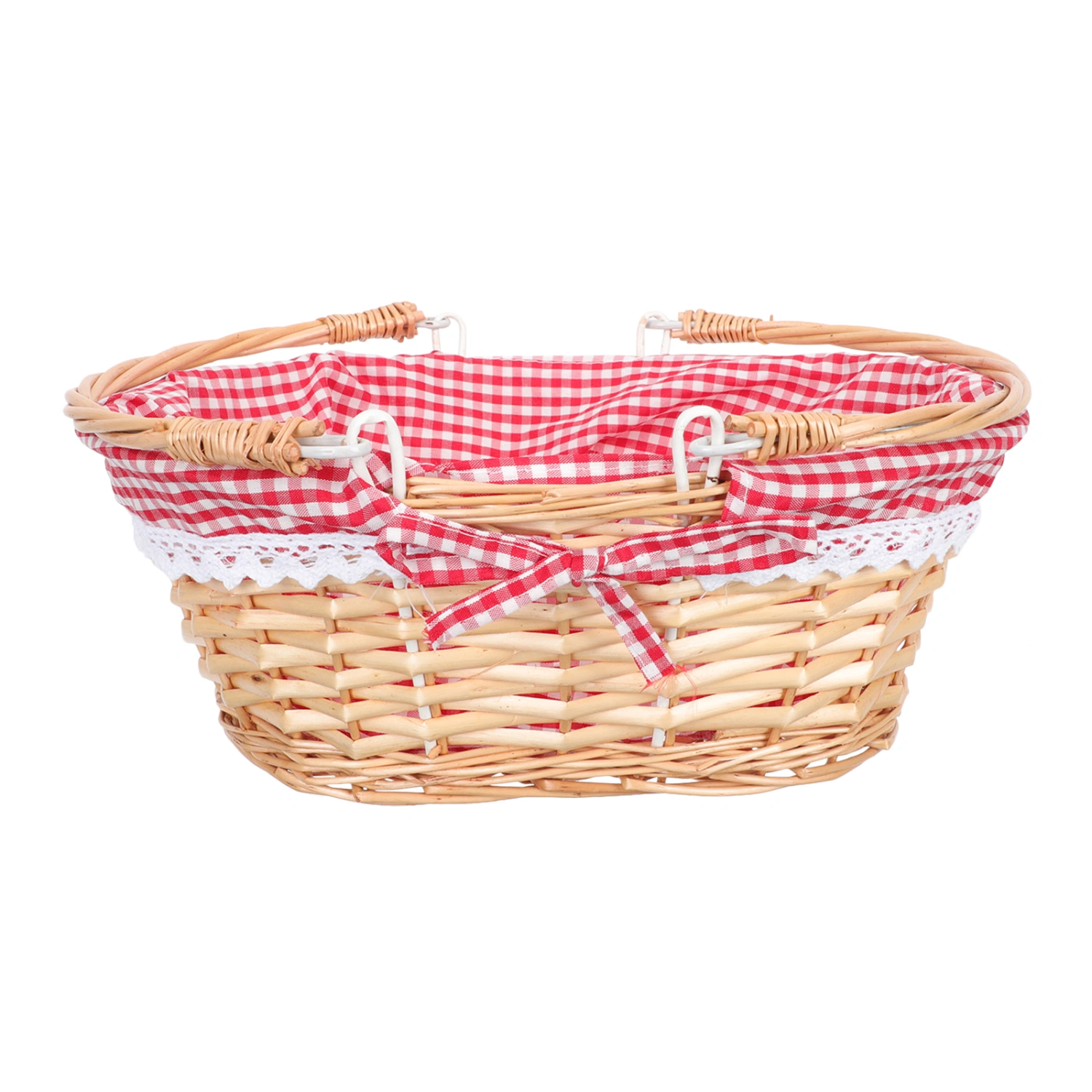 Rural Picnic Basket Natural Rattan Woven Basket Outdoor Basket with Lid