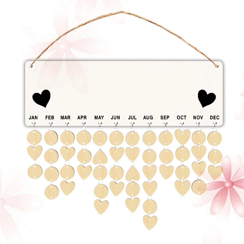 Wooden Birthday Reminder Board Delicate Calendar Hanging Ornaments  DIY Hanging Decorations for Home Office (Beige and Black)