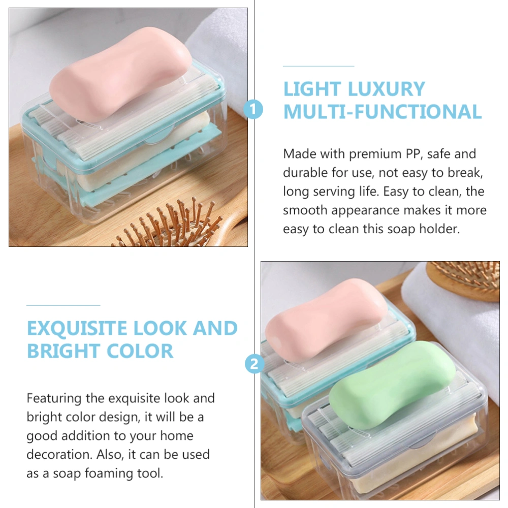 2pcs Multi-function Soap Boxes Soap Foaming Boxes Soap Storage Containers