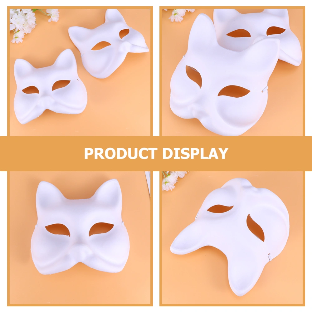 3pcs Blank Fox Mask Unfinished Paintable Mask DIY Half-face Fox Mask Handcraft Supply