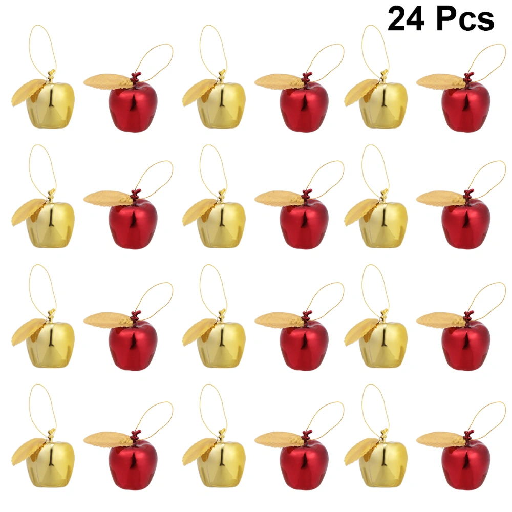 24PCS Mini Simulation Apple Pendant Christmas Apple Hanging Ornament Plastic Apple Hanging Pendant for Party Hotel Bar (Random Color)