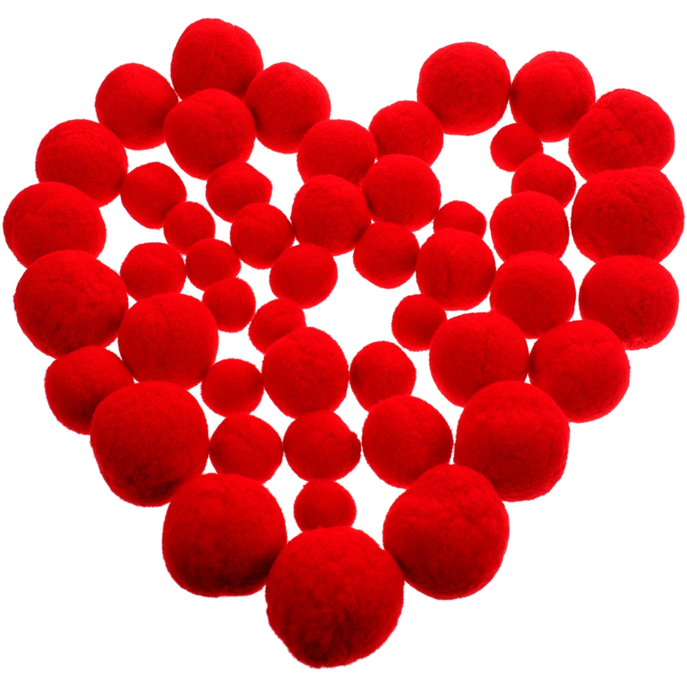 50pcs Red Pompoms Fluffy Pompoms Clothing Accessories Diy Handmade Materials