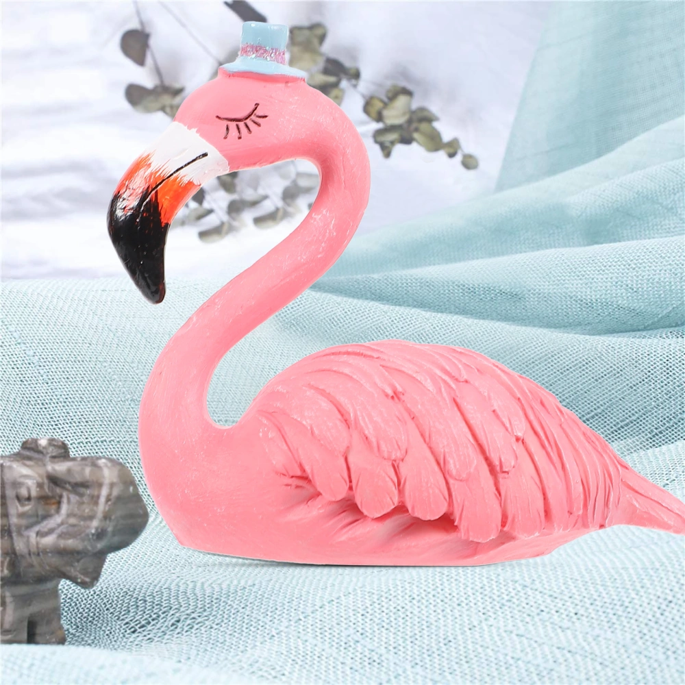 2Pcs Resin Flamingos Ornament Animal Figurine Desktop Adornment Supplies