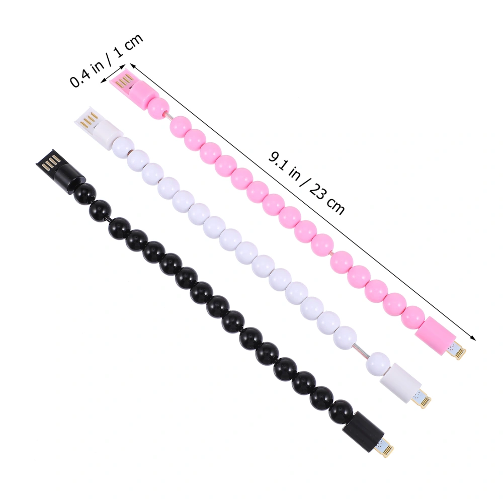 3pcs Bracelet-shaped Charging Cable USB Cable Phone Charger Cord Data Line