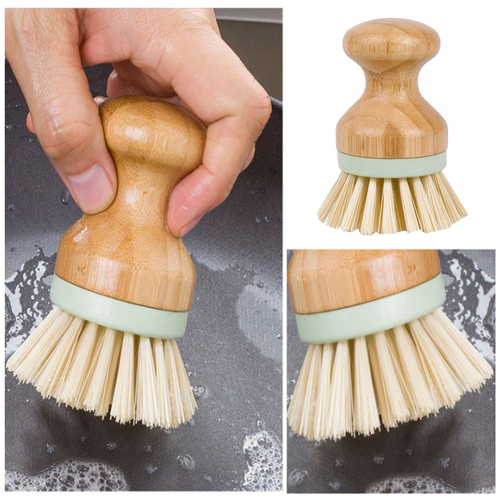 1pc Solid Wood Cleaning Brush Durable Pan Dish Brush Washing Supplies for Kitchen Restaurant