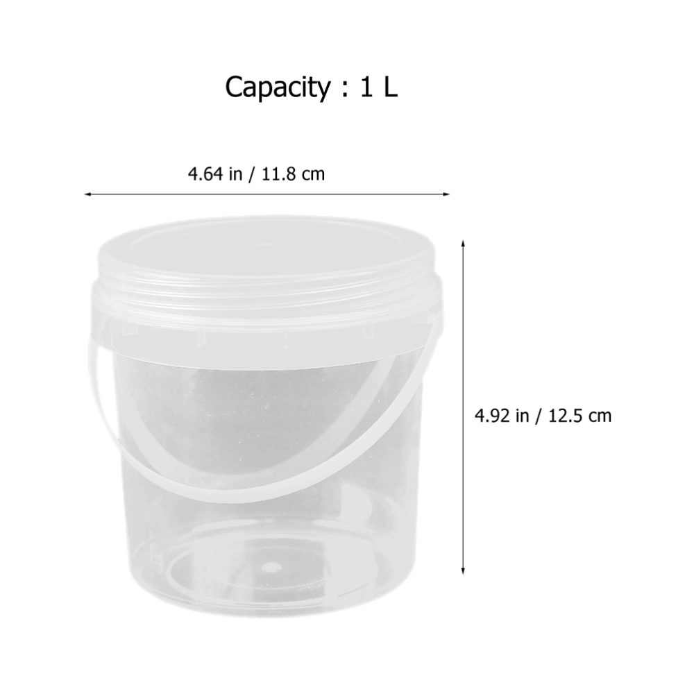 2 pcs Clear Plastic Bucket with Handle Round Storage Bucket Food Storage Container with Lids