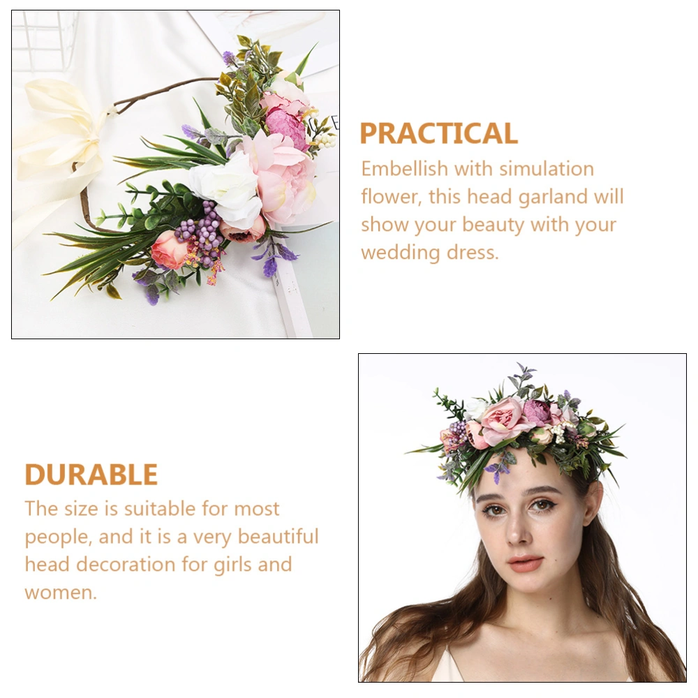 Flower Hairband Floral Hair Crown Wedding Bride Head Garland Flower Headwear