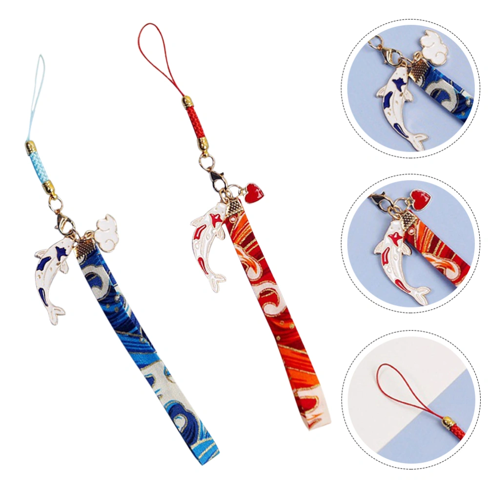 2pcs Anti-lost Lanyards Wrist Phone Hanging Ropes Adorable Key Phone Lanyards