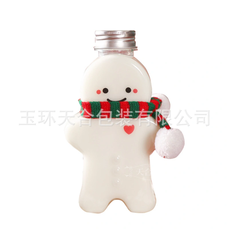 10 Sets Christmas Bottles Xmas Gingerbread Man Beverage Bottles Juice Bottles with Scarves