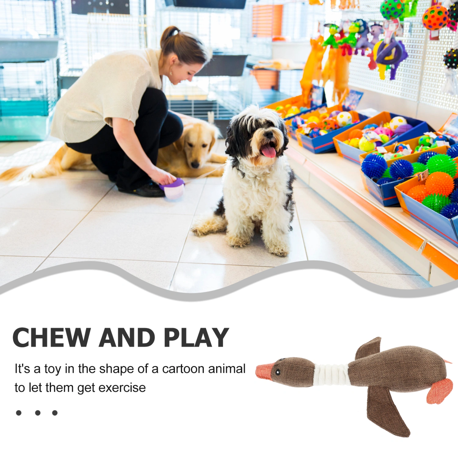 Cartoon Animal Chewing Toy Dog Chew Toy Squeaky Dog Toy Puppy Chew Toy Pet Supplies