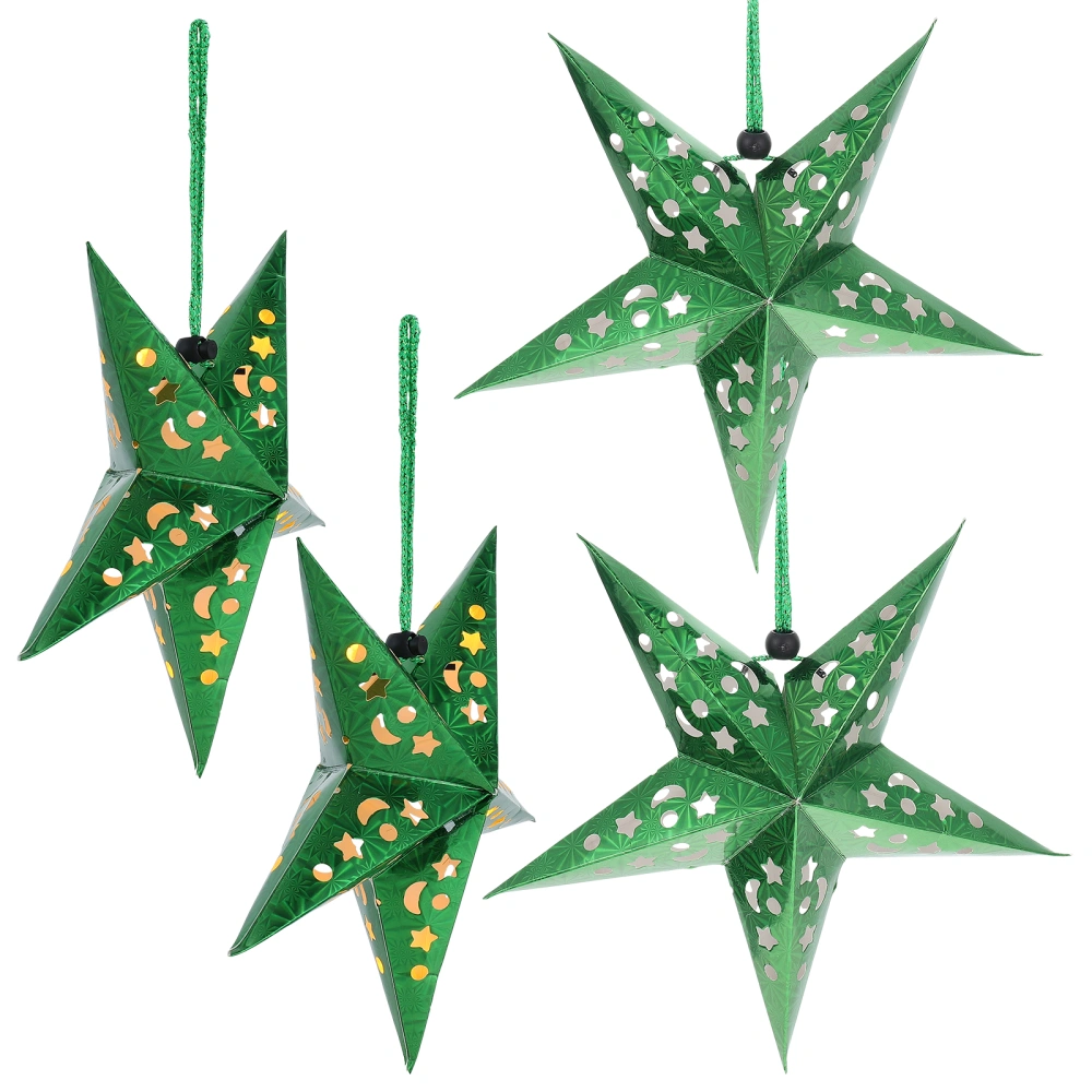 4 Sets Creative Christmas Five-pointed Star Lamps Festival Hanging Lights