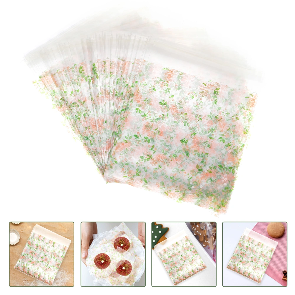 100pcs Rose Flower Printing Cookie Bags Cookie Packing Bags Cookie Pouches