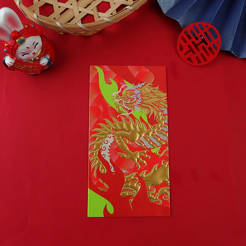 4pcs Spring Festival Red Envelopes Paper Dragon Pattern Red Packets New Year Money Bags