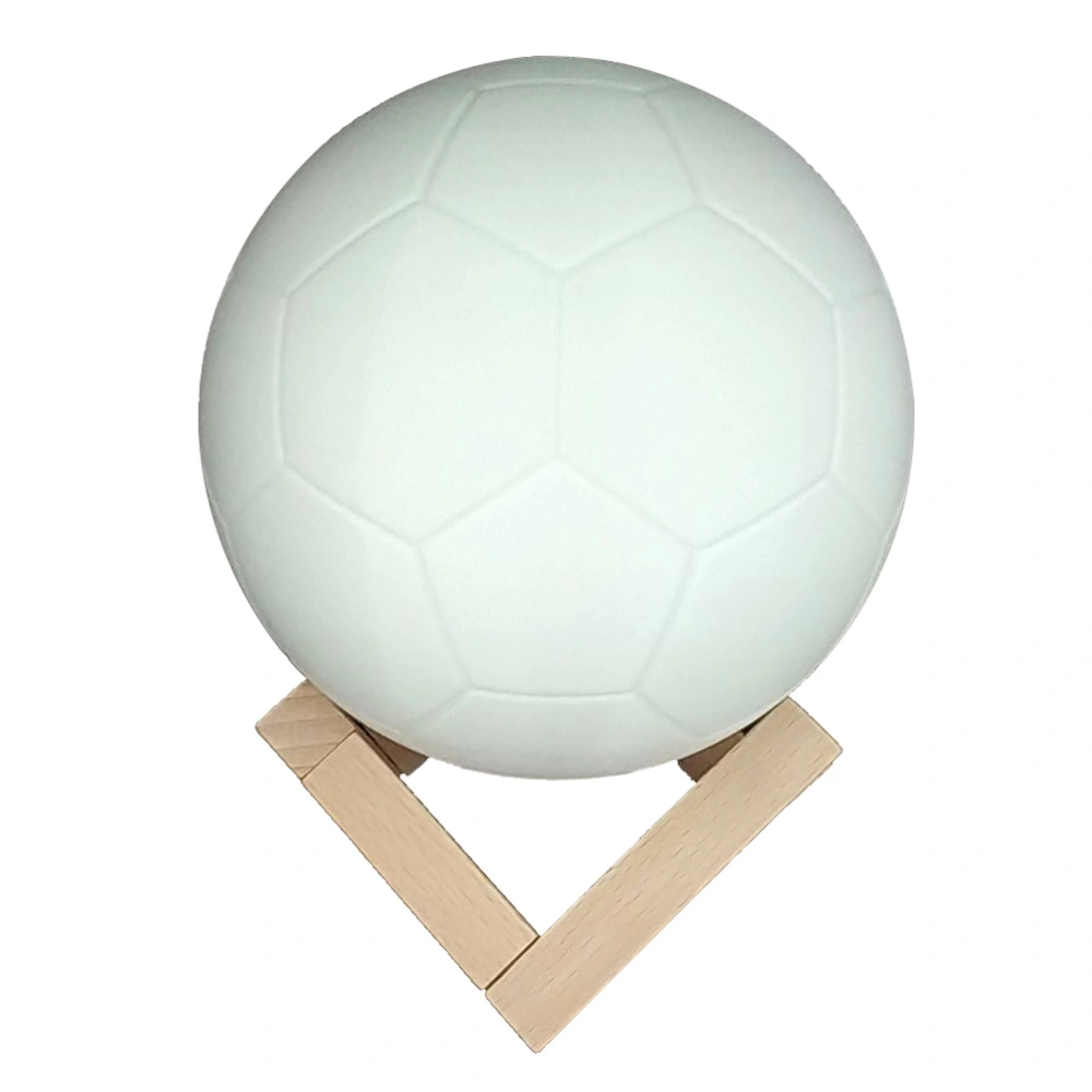 LED Night Light 3D Printing Football Lamp Touch Control USB Charging Light 10cm (Cold White and Warm White)