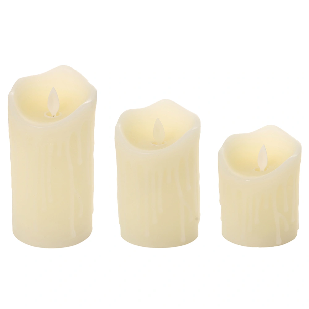 3pcs Flameless LED Light Candles Battery Powered Realistic Flickering Candle Lamp for Seasonal or Festival Celebration