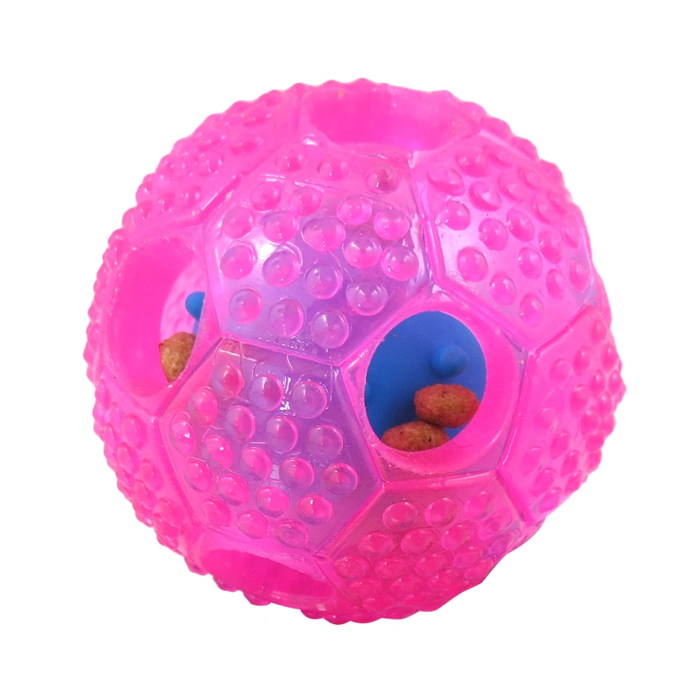 Tricky Treat Ball Interactive Food Dispensing Dog Toy Treat Ball Nontoxic Rubber Ball for Dog Chewing (Pink)