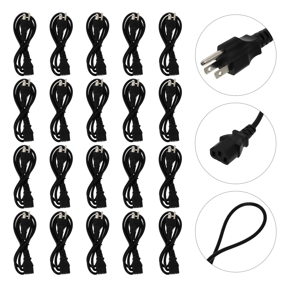 100 Pieces Power Cable 3-prong Computer Printer Replacement Wire With US Plug