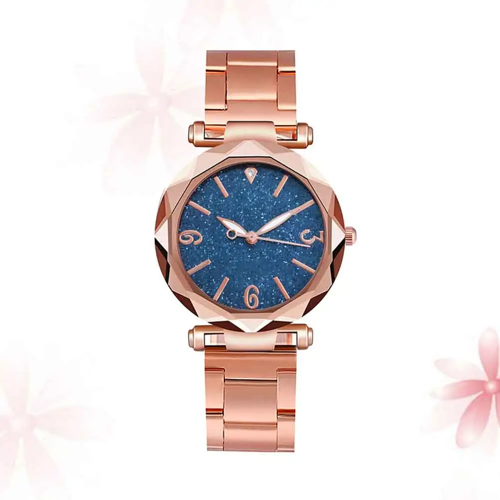 Stainless Steel Watch Quartz Watch Fashion Wrist Watch Glittering Watch Blue