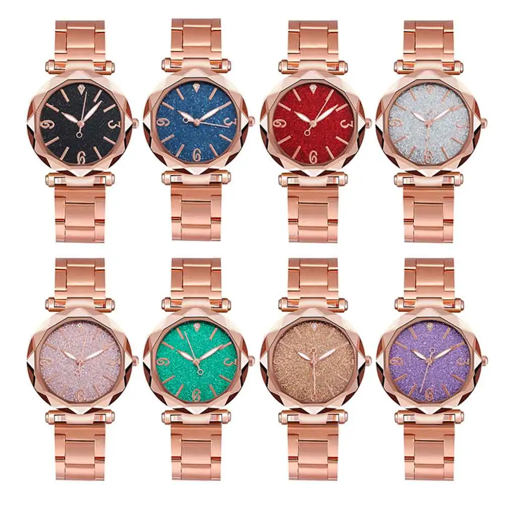 Stainless Steel Watch Quartz Watch Fashion Wrist Watch Glittering Watch Blue