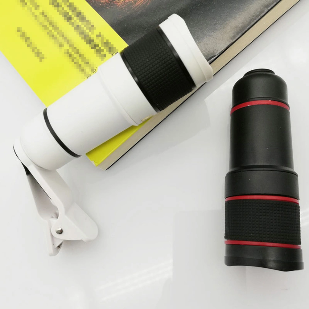 12X Universal Monocular Zoom Optical Cell Phone Lens Observing Survey Telephoto Lens with Patch for Smartphone (White)