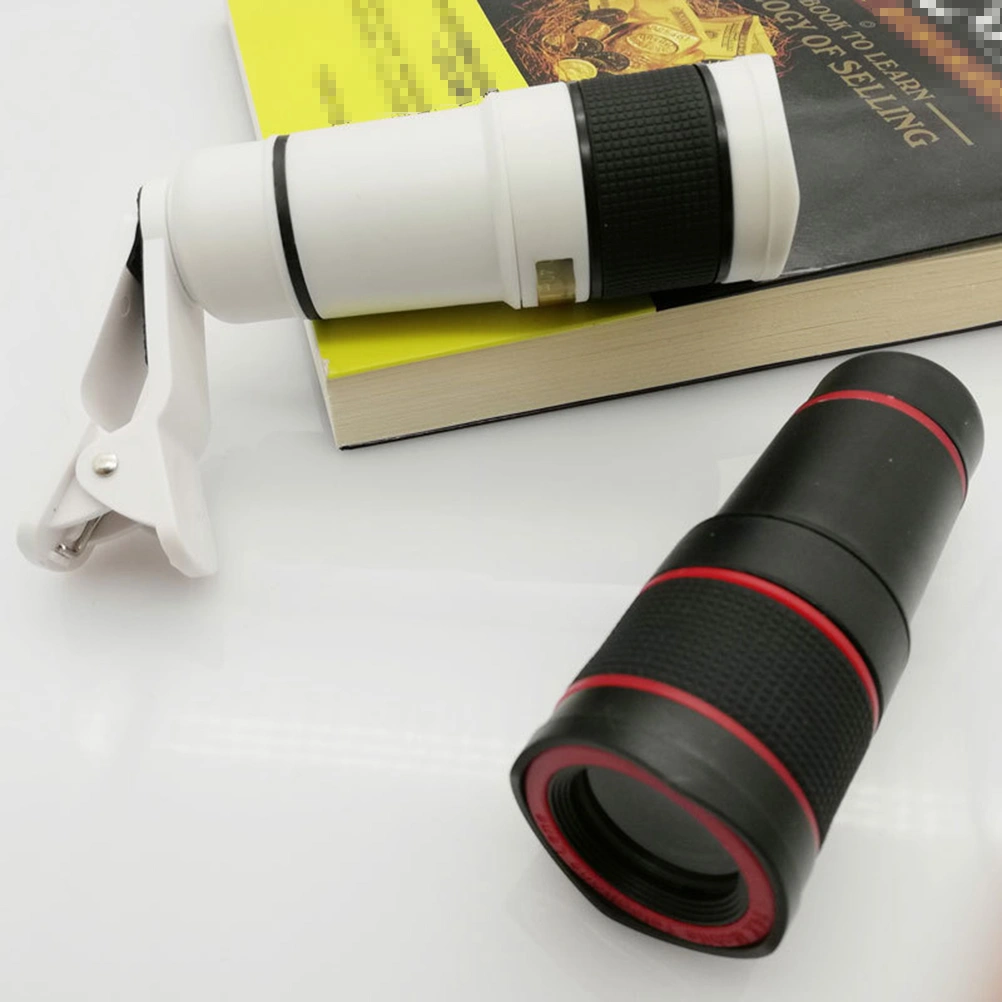 12X Universal Monocular Zoom Optical Cell Phone Lens Observing Survey Telephoto Lens with Patch for Smartphone (White)