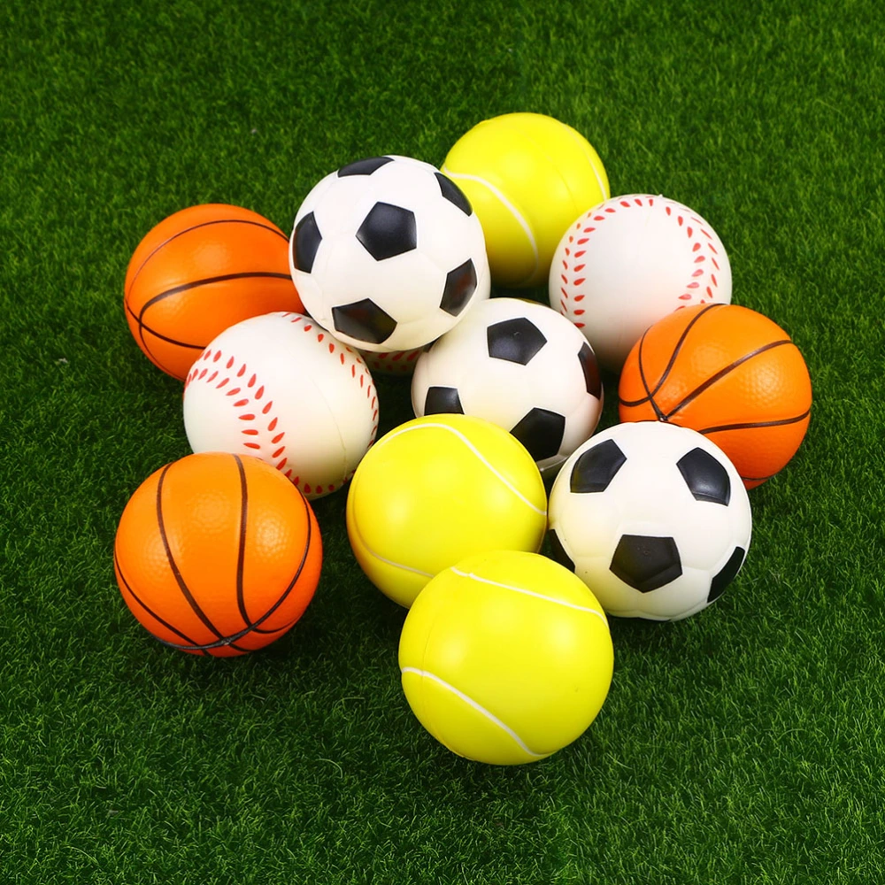 8PCS 6.3cm Mini PU Balls Squeeze Basketballs Baseball Stress Balls Stress Relief Toys for Pet Relaxation (4 Mixed Style)