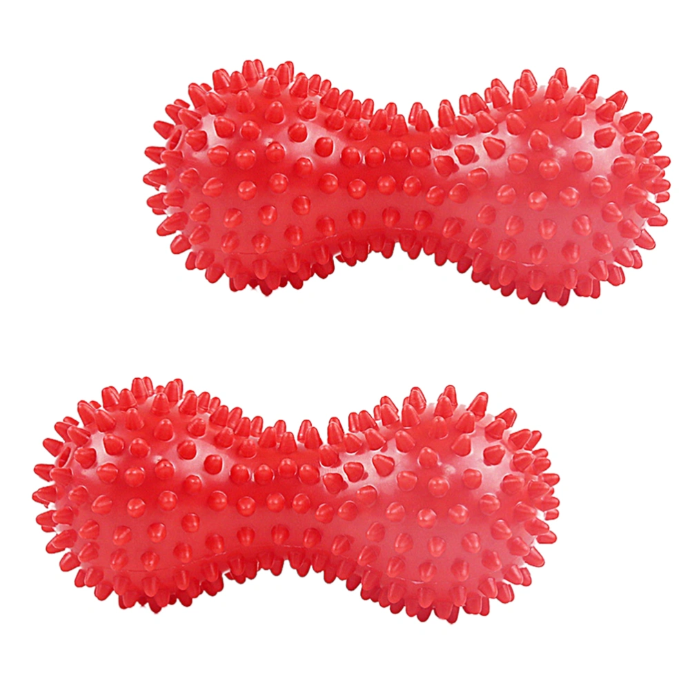 2pcs Massage Ball Peanut Shape Mini Back Shoulder Neck Waist Leg Muscle Massage Tool (Red)