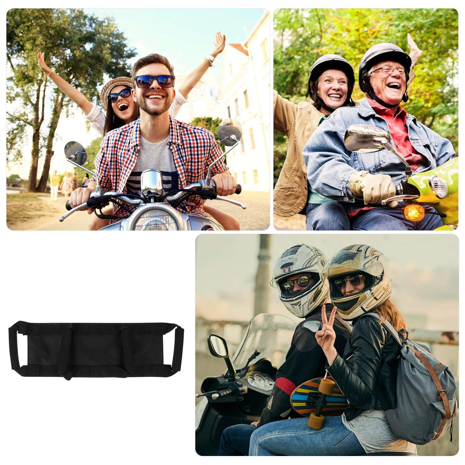 Motorcycle Waist Adjustable Protective Belt Protective Strap for Adult (Black)