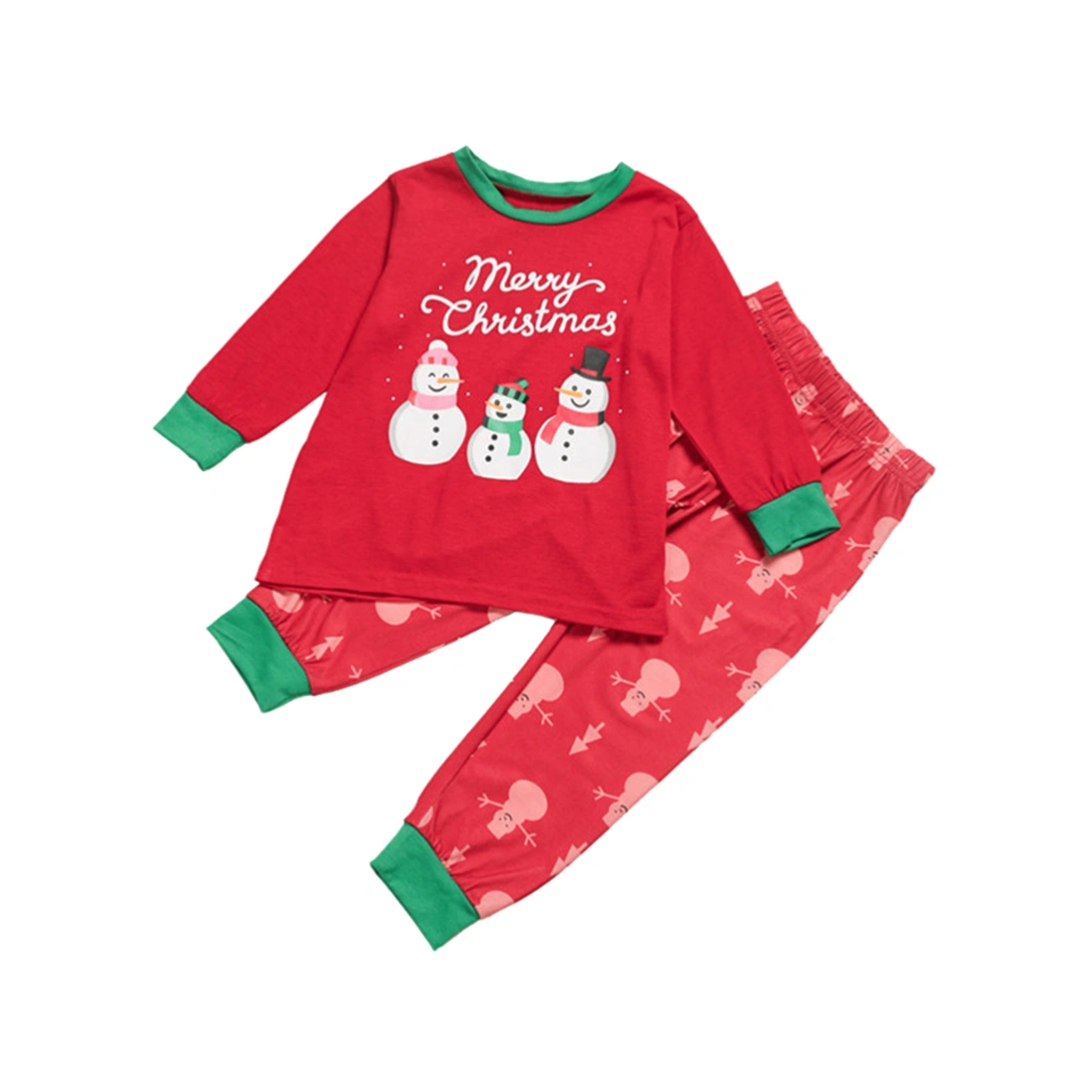 1 Set Christmas Parent-child Clothes Snowman Printing Costume Christmas Clothing Pajamas for Home (Mother, M)