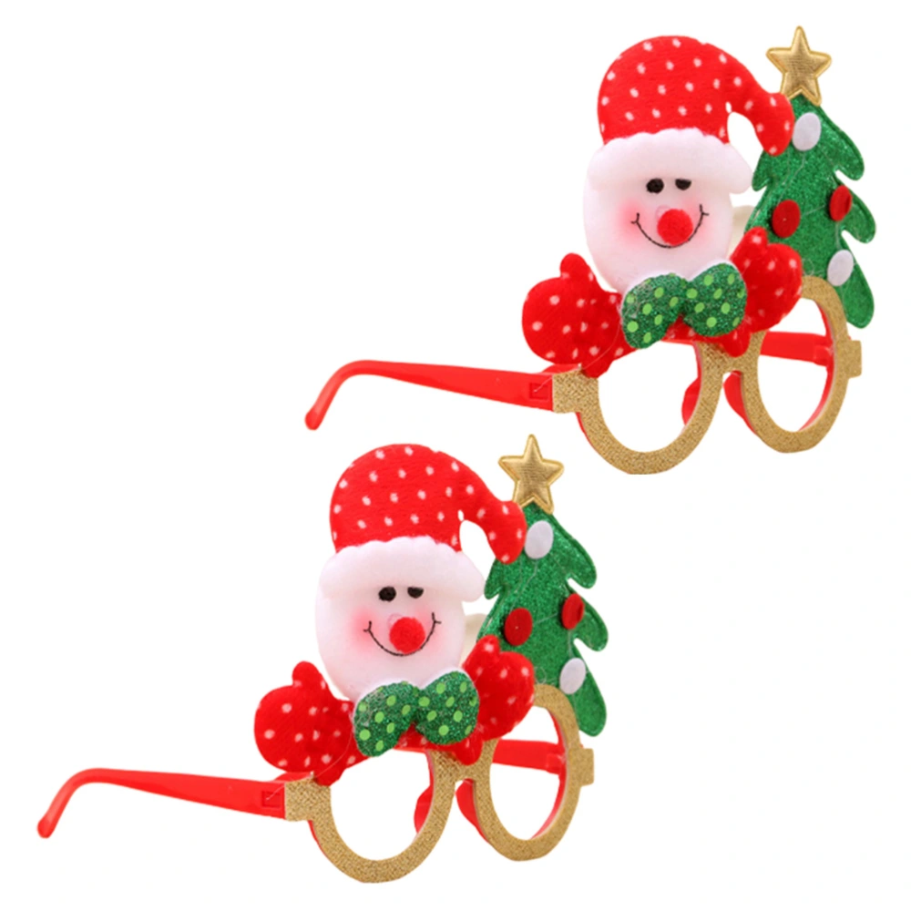 2pcs Christmas Decorative Glasses Cartoon Glasses Frame Party Sunglasses Photo Props (Snowman)