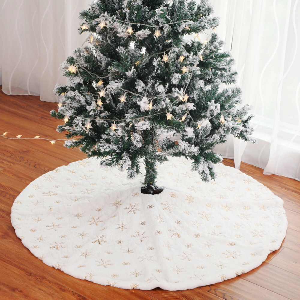 122cm Round Christmas Tree Foot Carpet High-grade Plush Beads Embroidered Christmas Tree Skirt Xmas Tree Apron Home Party Decoration (Golden Sequin)