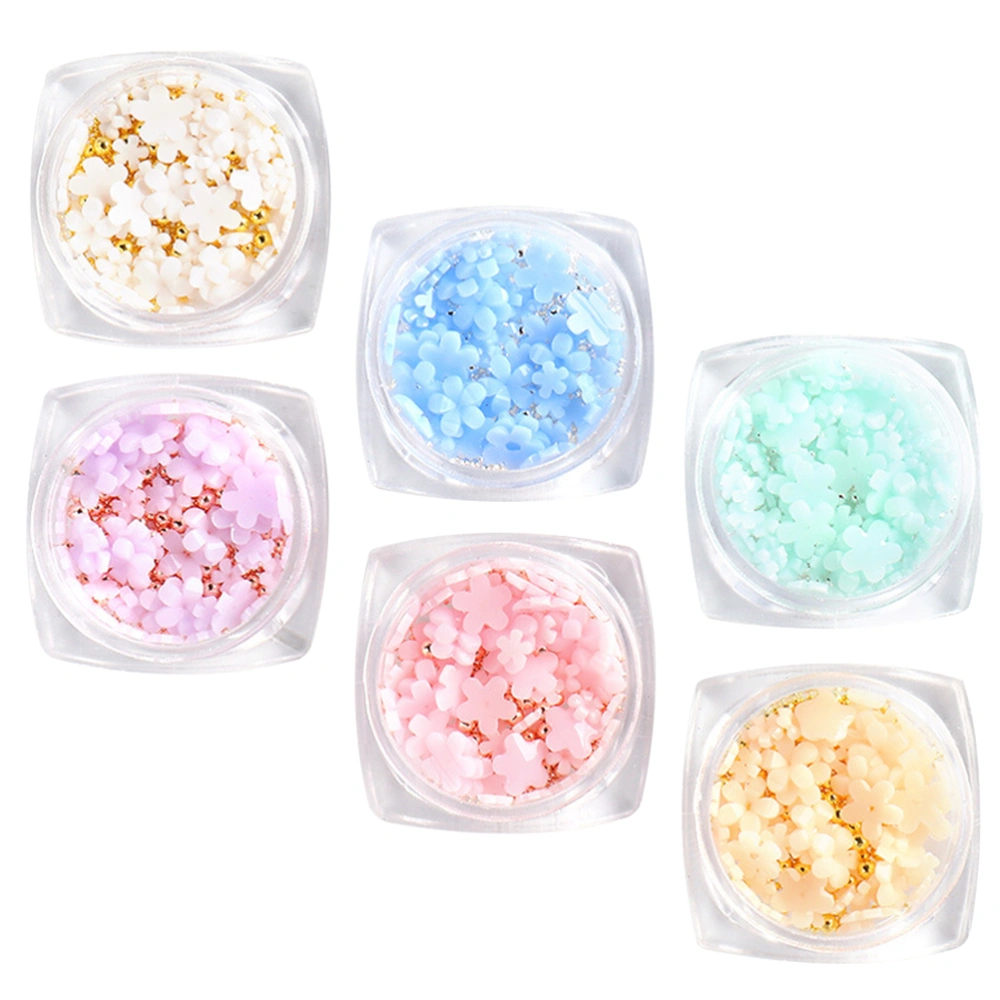 6 Boxes Nail Art Charms Resin Flower Charms Nail Art Accessories for Women