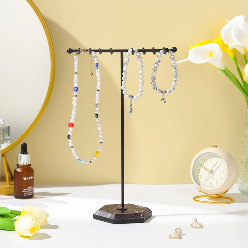 Hanging Jewelry Organizer T Shaped Necklace Display Stand Tabletop Iron Jewelry Storage Rack