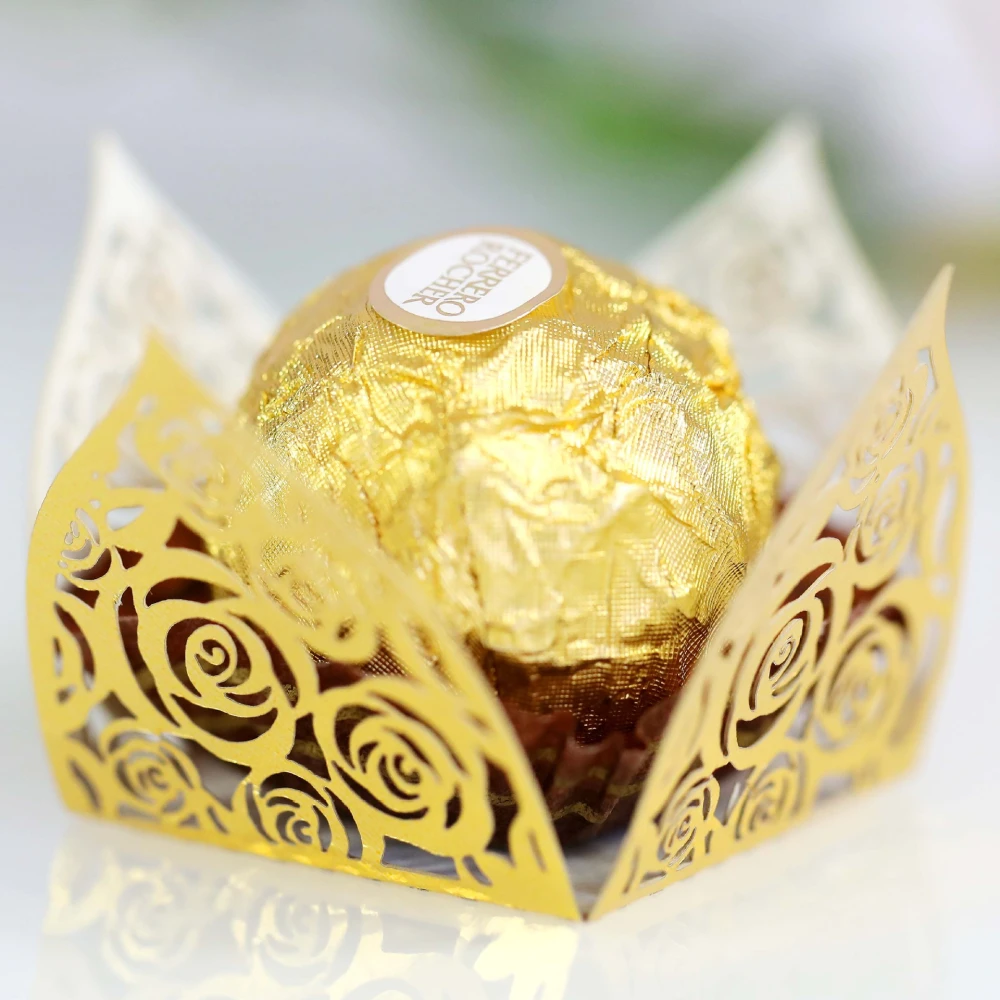 50pcs Chocolate Cups Muffin Wrappers Wedding Party Hollow-out Candy Cups