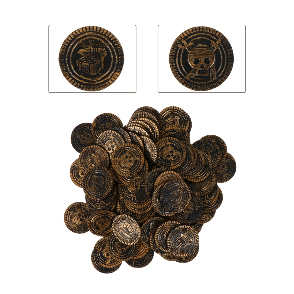 100Pcs Pirate Coins Plastic Treasure Coins Photo Prop Pirate Party Supplies