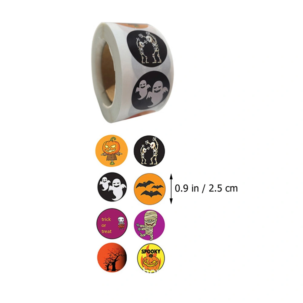 2 Rolls Halloween Stickers Cartoon Stickers Self Adhesive Stickers for Kids (500pcs/roll)