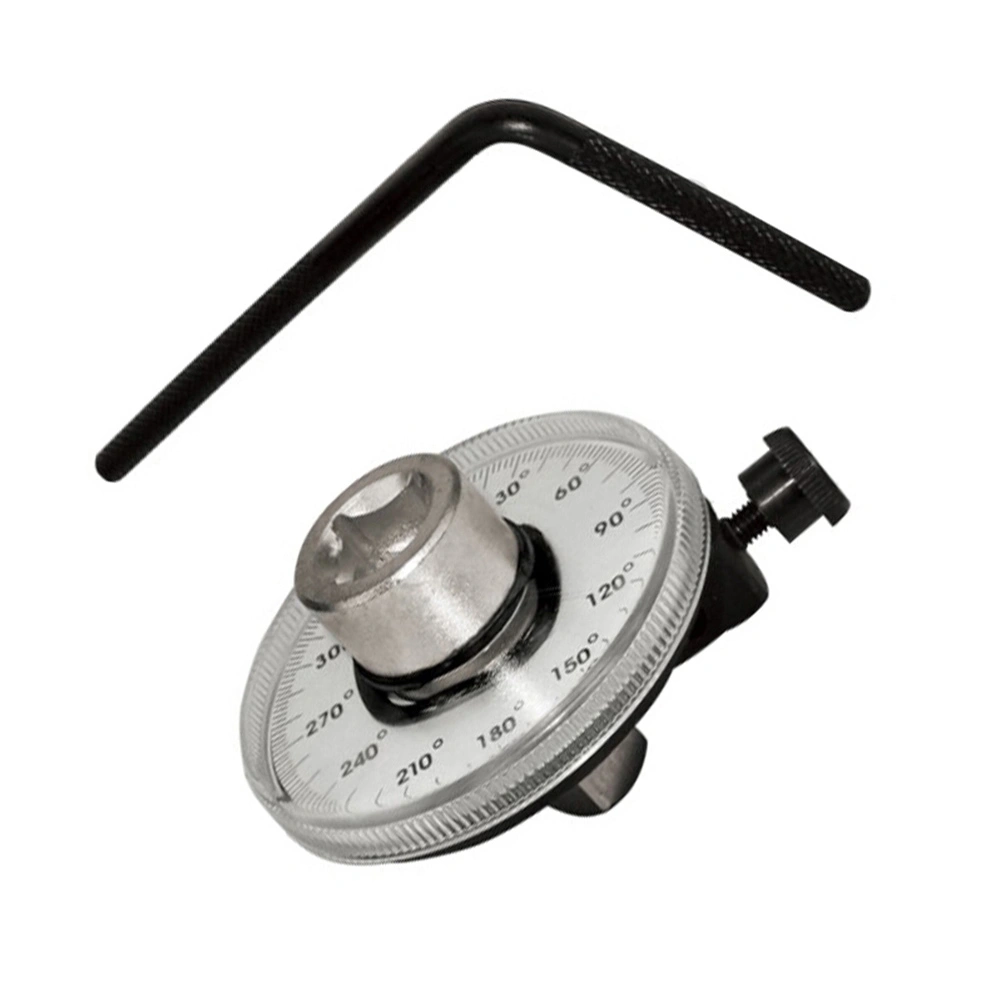 1/2 Angle Torque Gauge Drive Rotation Tester Precise Auto Repair Check Meter with Wrench (Silver)