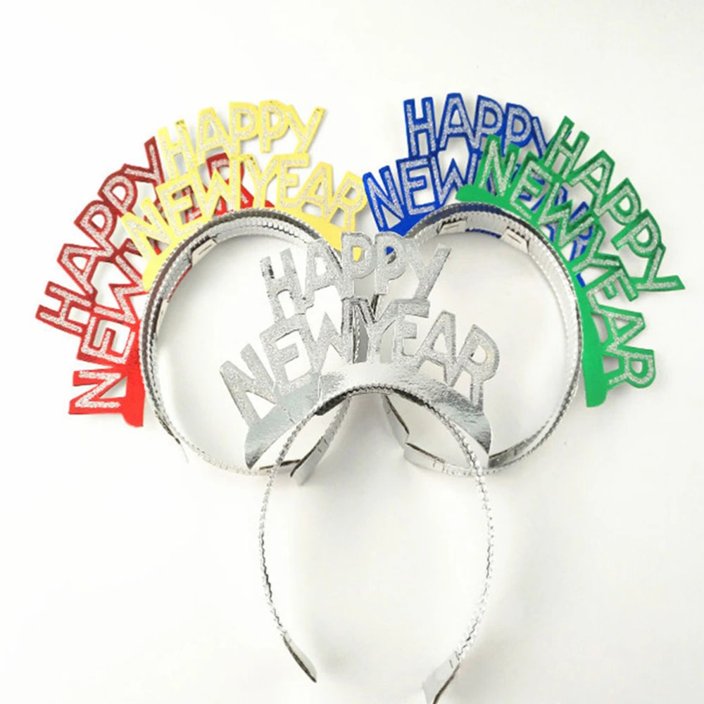 6Pcs Paper Headband HAPPY NEW YEAR Headband Fashion Headwrap Party Supplies Random Color