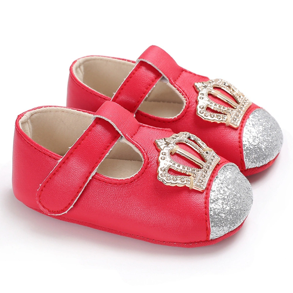 1 Pair Adorable Baby Sole Shoes Infant Star Prewalker Anti-Slip Shoes Indoor Toddler Footwear for Baby Girls (Red 12cm)