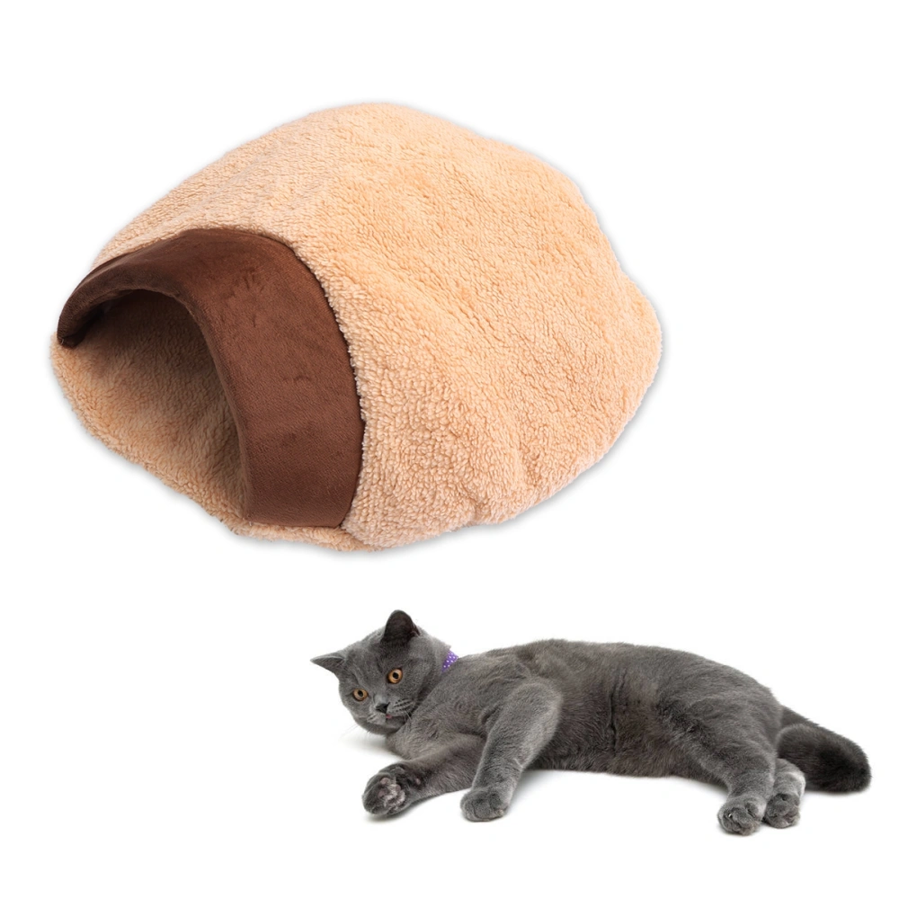 Cat Sleeping Bag Warm Puppy Cat Kitten Cave Nest Fall Winter Bed House 60x50x16cm (Brown)