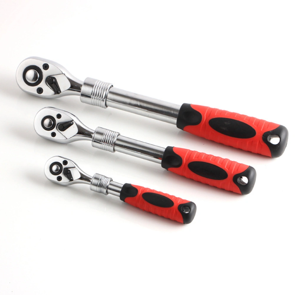 1/4 inch Telescopic Wrench Swivel Head Flex Head Ratchet Quick-Release Easy to Use Tooth Round Head (Red)